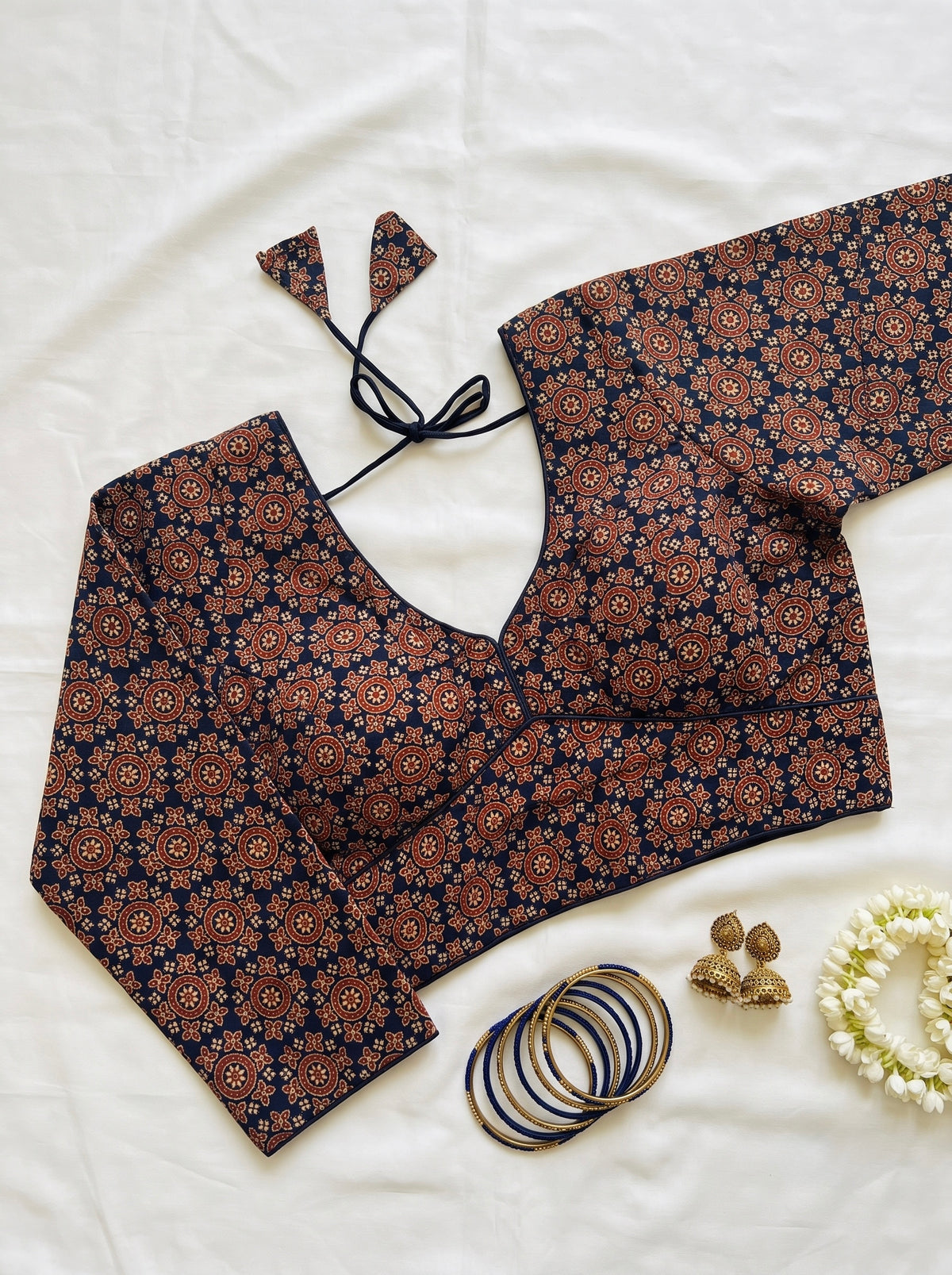Kavya-Ajrakh Long Sleeve Padded Blouse
