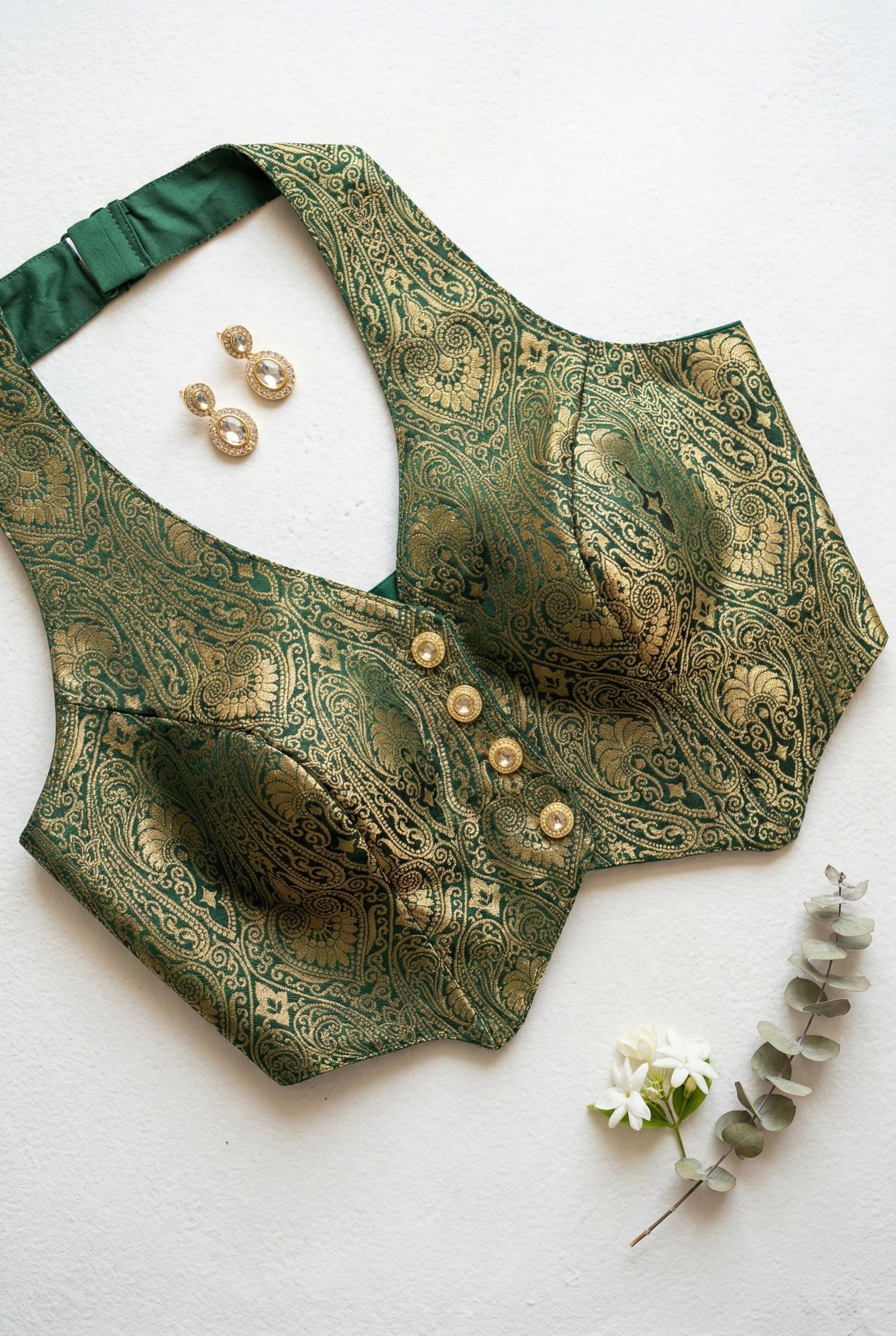 Brocade halter neck corset blouse