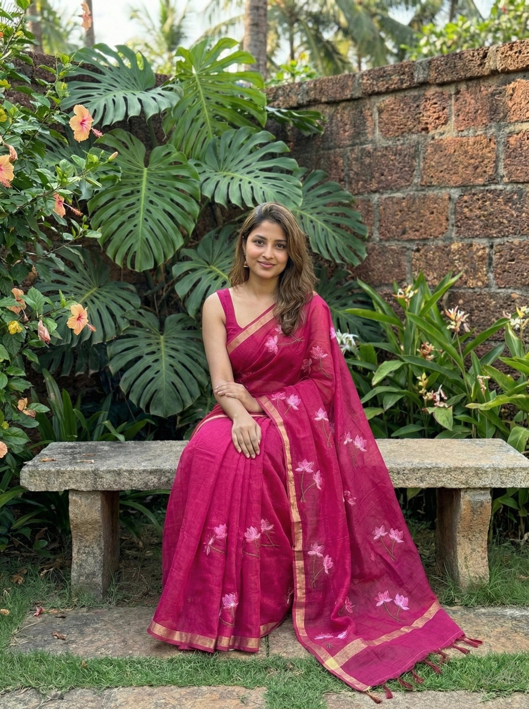 Kota Saree with thread embroidered motifs