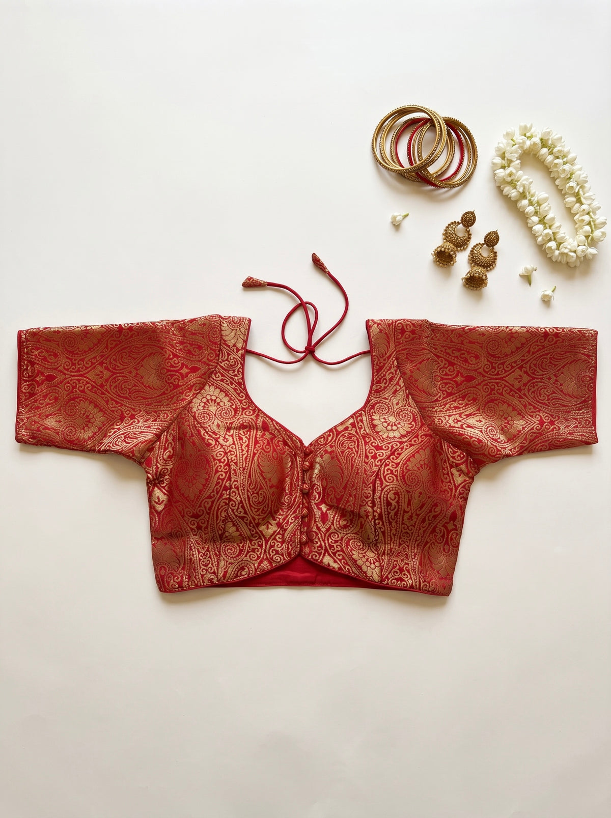 Brocade half sleeve blouse