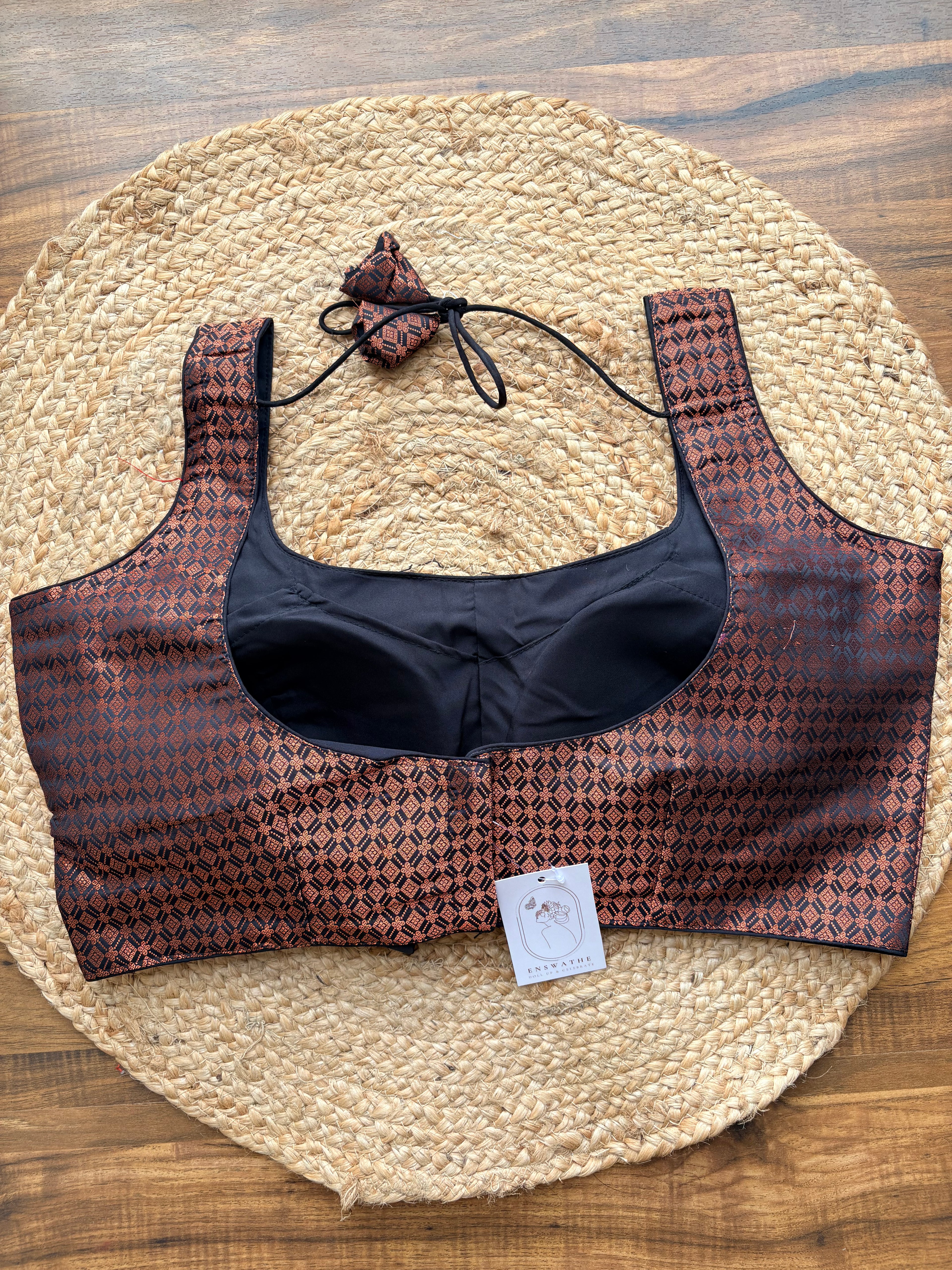 Brocade copper weave sleeveless blouse