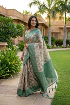 Multicolour Chanderi silk-cotton blend saree with woven motifs