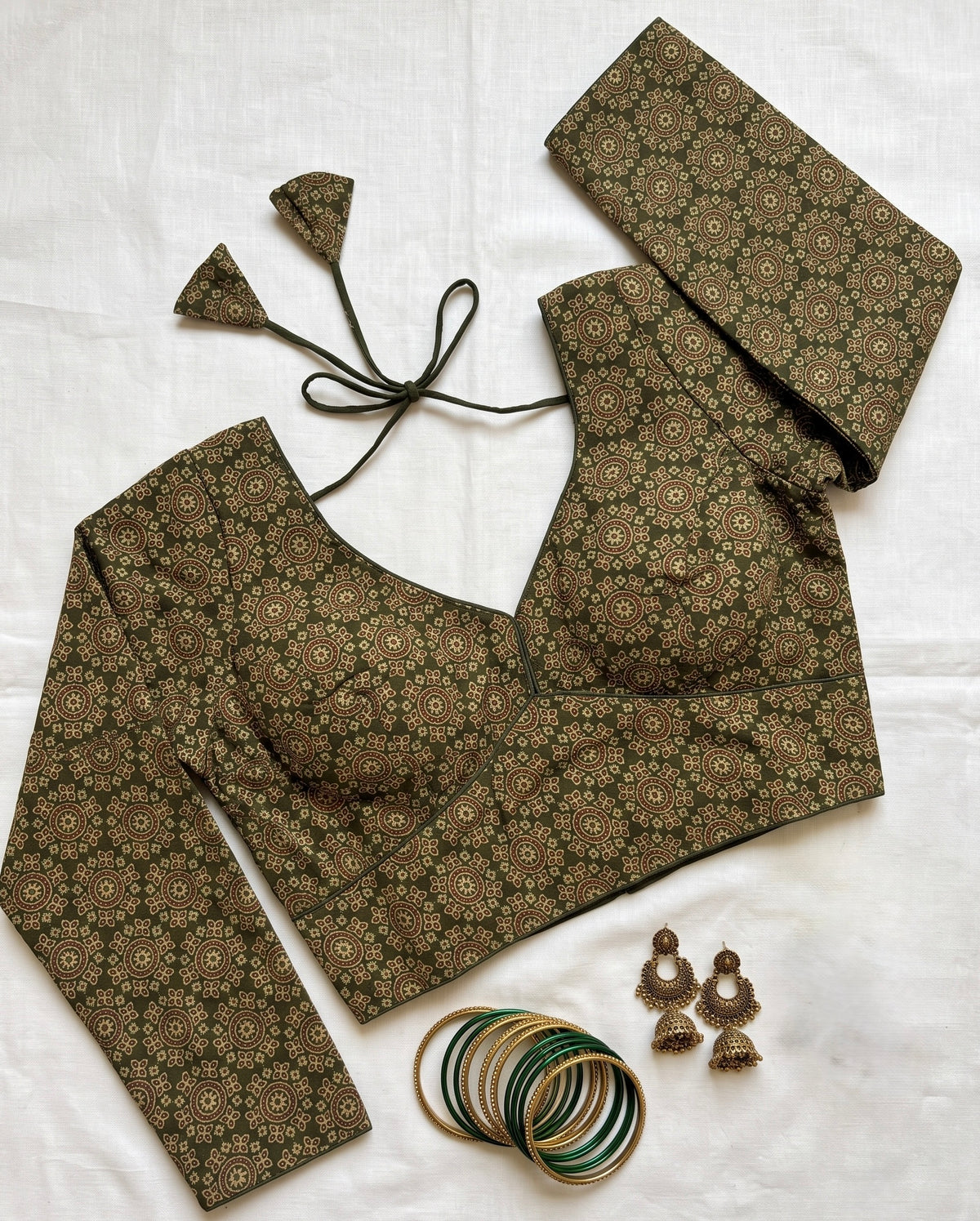 Kavya-Ajrakh Long Sleeve Padded Blouse