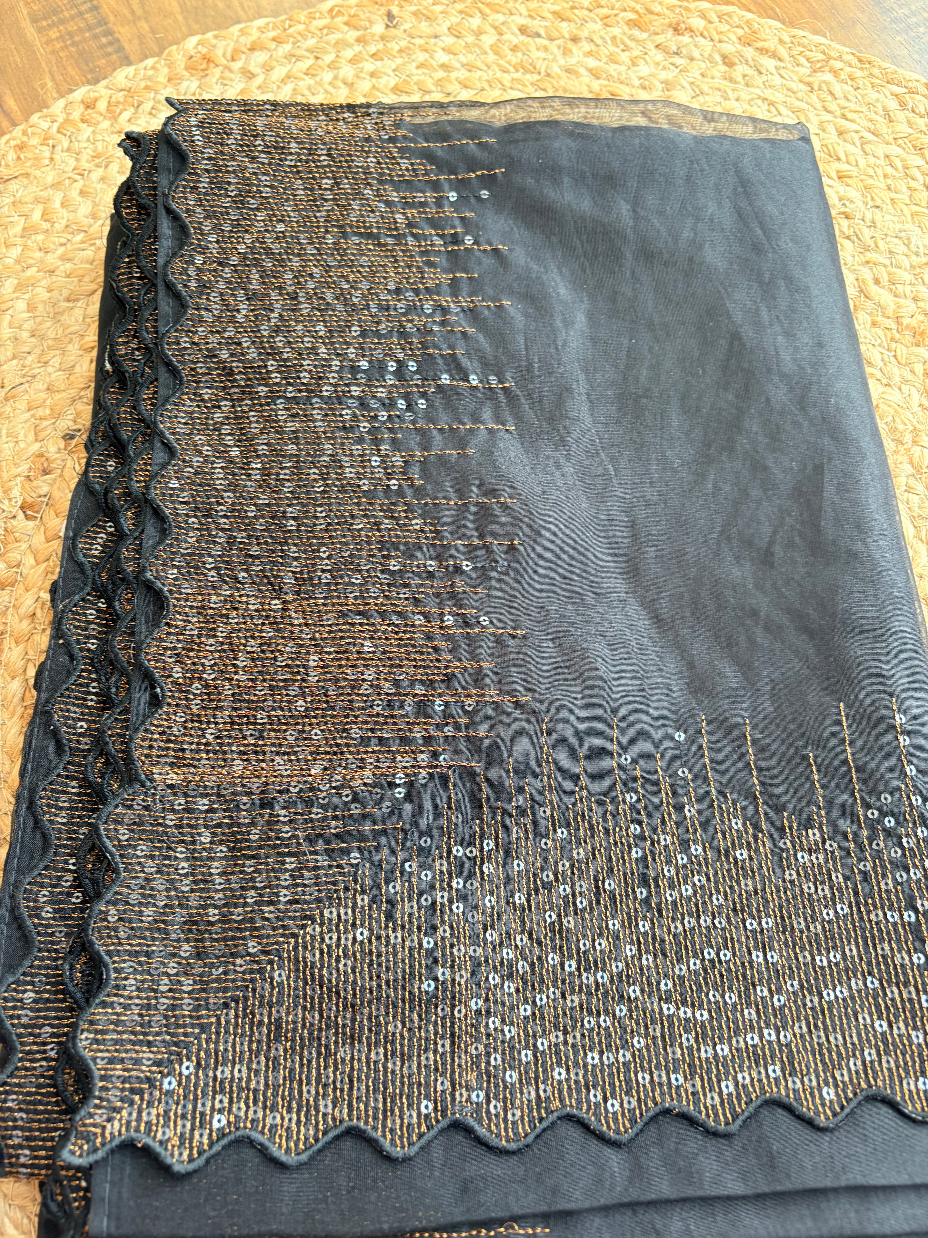 Organza saree with zari and sequin borders