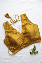 Raw silk V-neck Solid Blouse