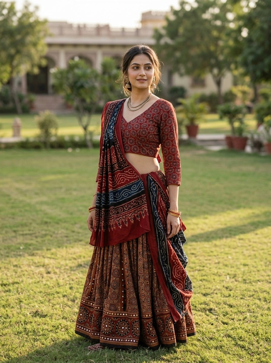 Kavya-Ajrakh Long Sleeve Padded Blouse