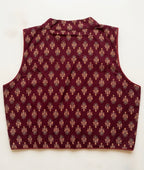 Ajrakh Cotton Mandarin Collared Padded Blouse