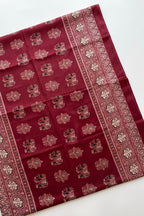Karishma-Ajrakh print semi modal saree with real mirror and elephant design