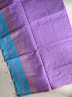 Meher-Maheswari Cotton Silk Saree- Aqua Blue and Lavender Pallu