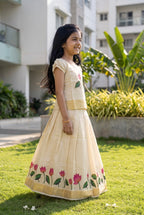 Ivory soft tissue ethnic skirt and top for girls