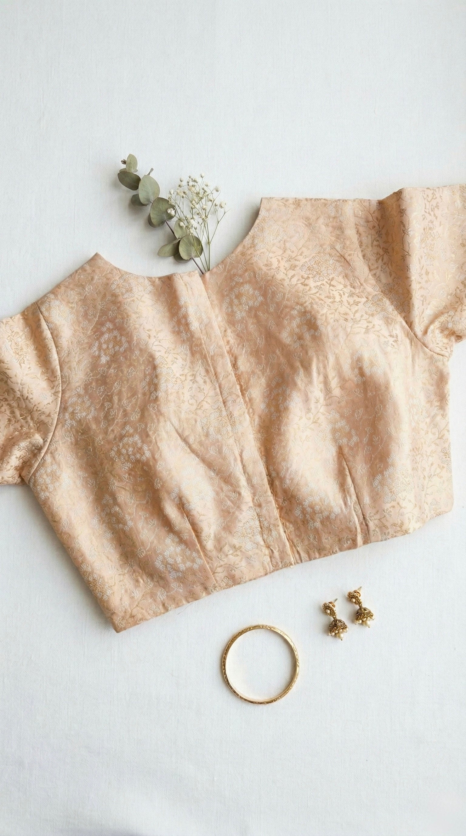 Brocade boat neck blouse