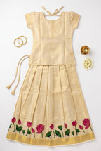 Ivory soft tissue ethnic skirt and top for girls