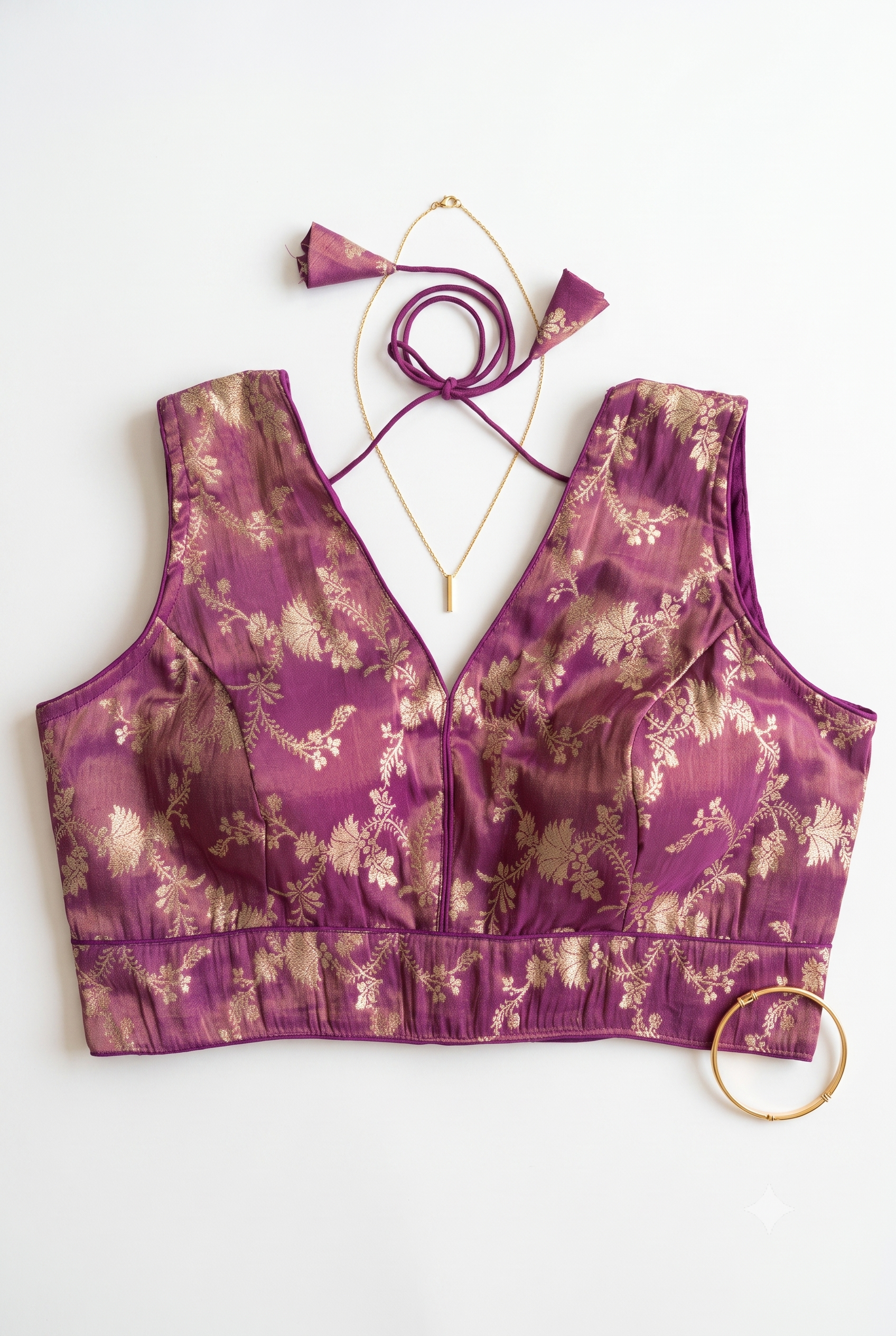 Kaniha- Brocade V-neck Sleeveless blouse