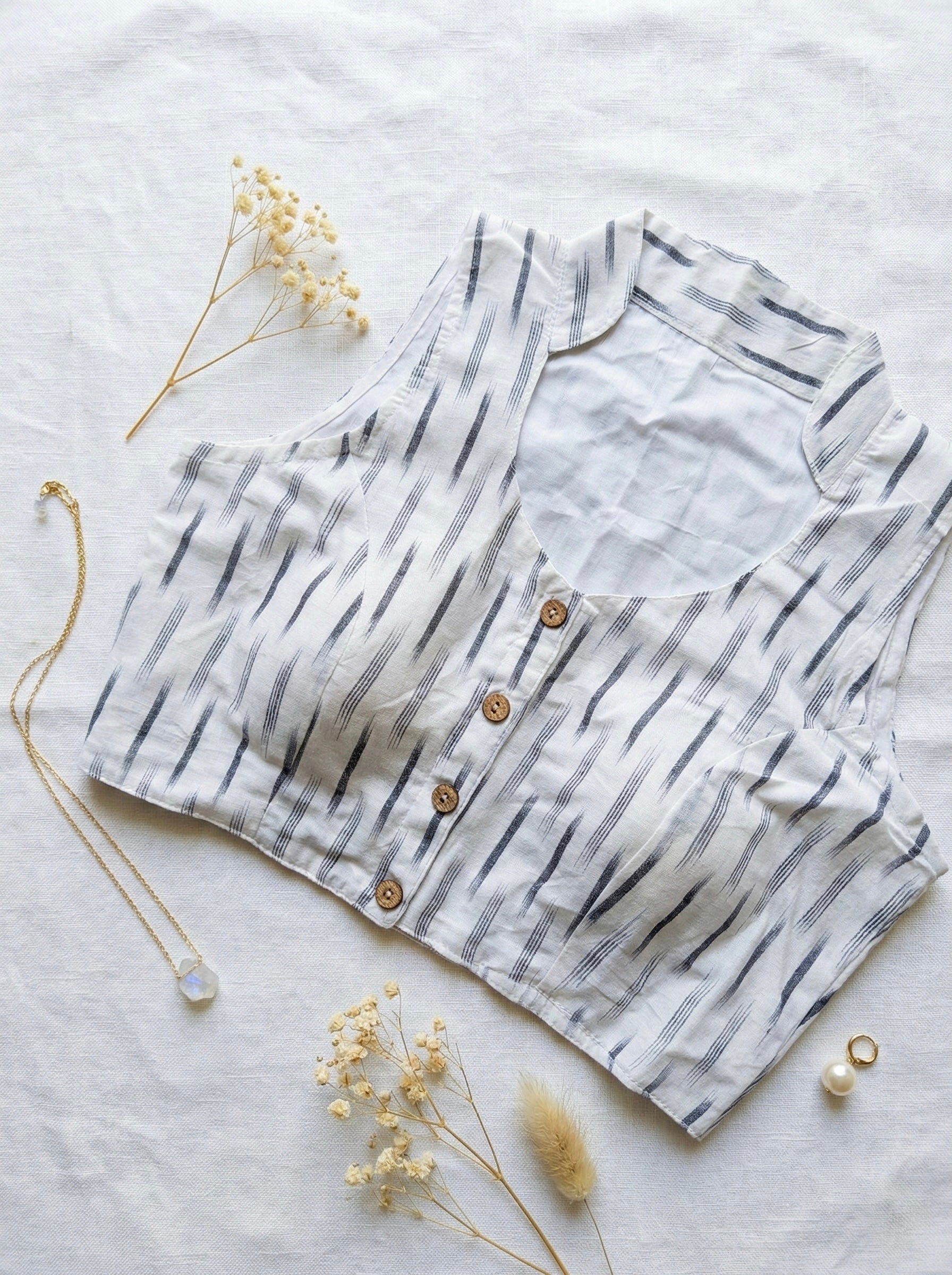 Ikkat High Neck Blouse