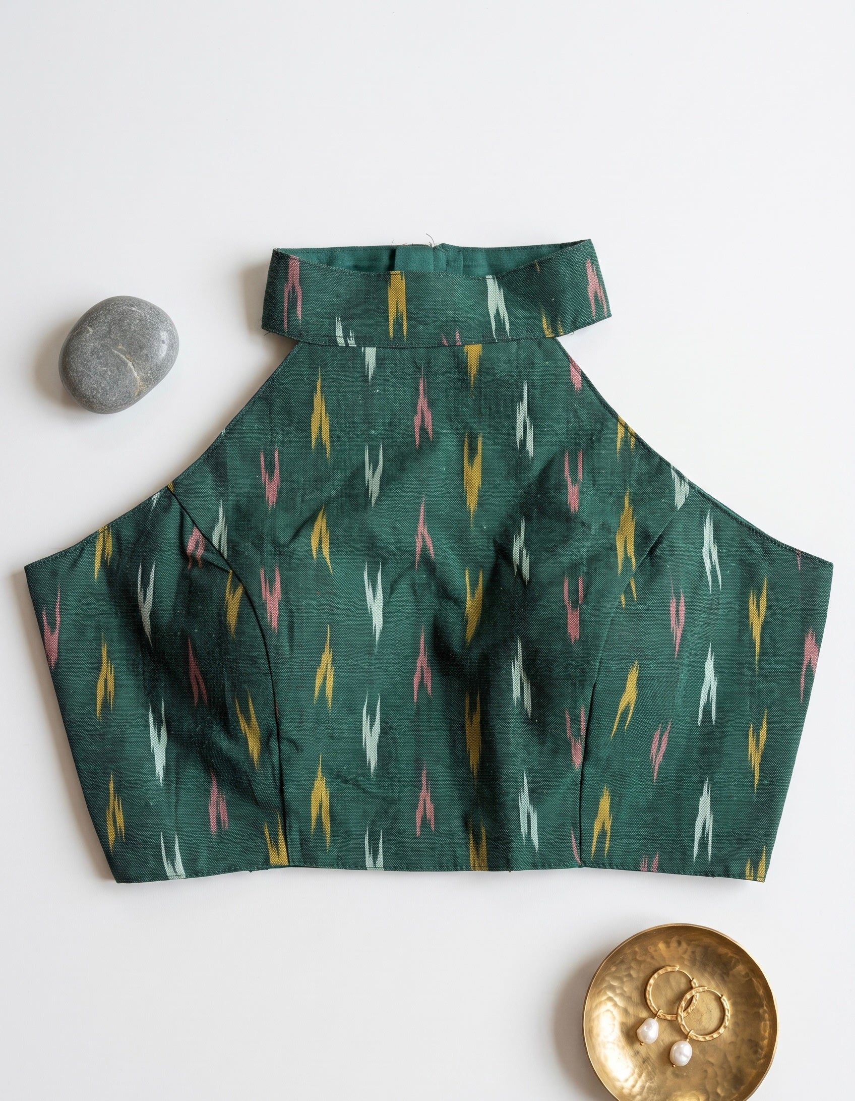 Akruthi-Ikkat high neck halter neck blouse