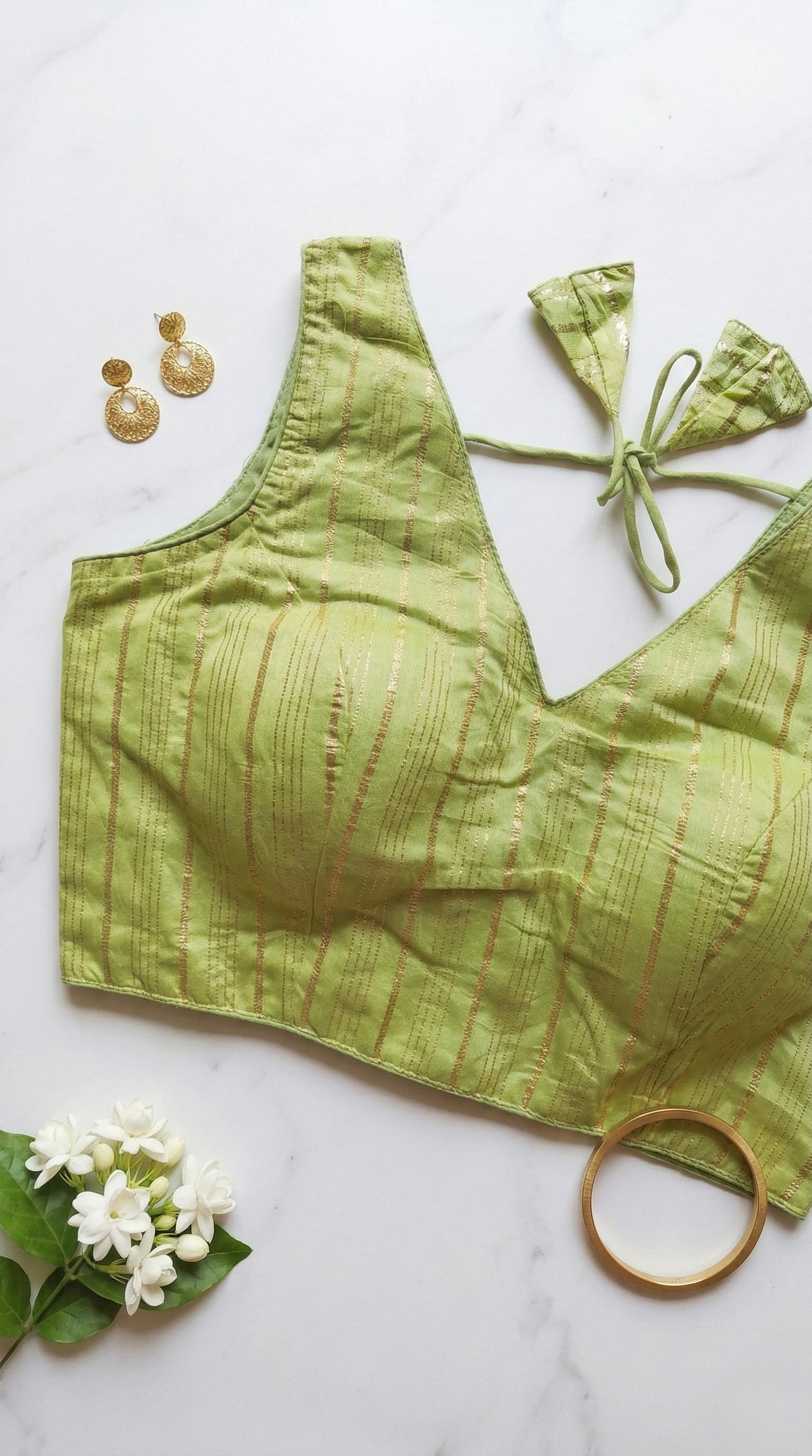 Cotton silk with golden zari stripes blouse