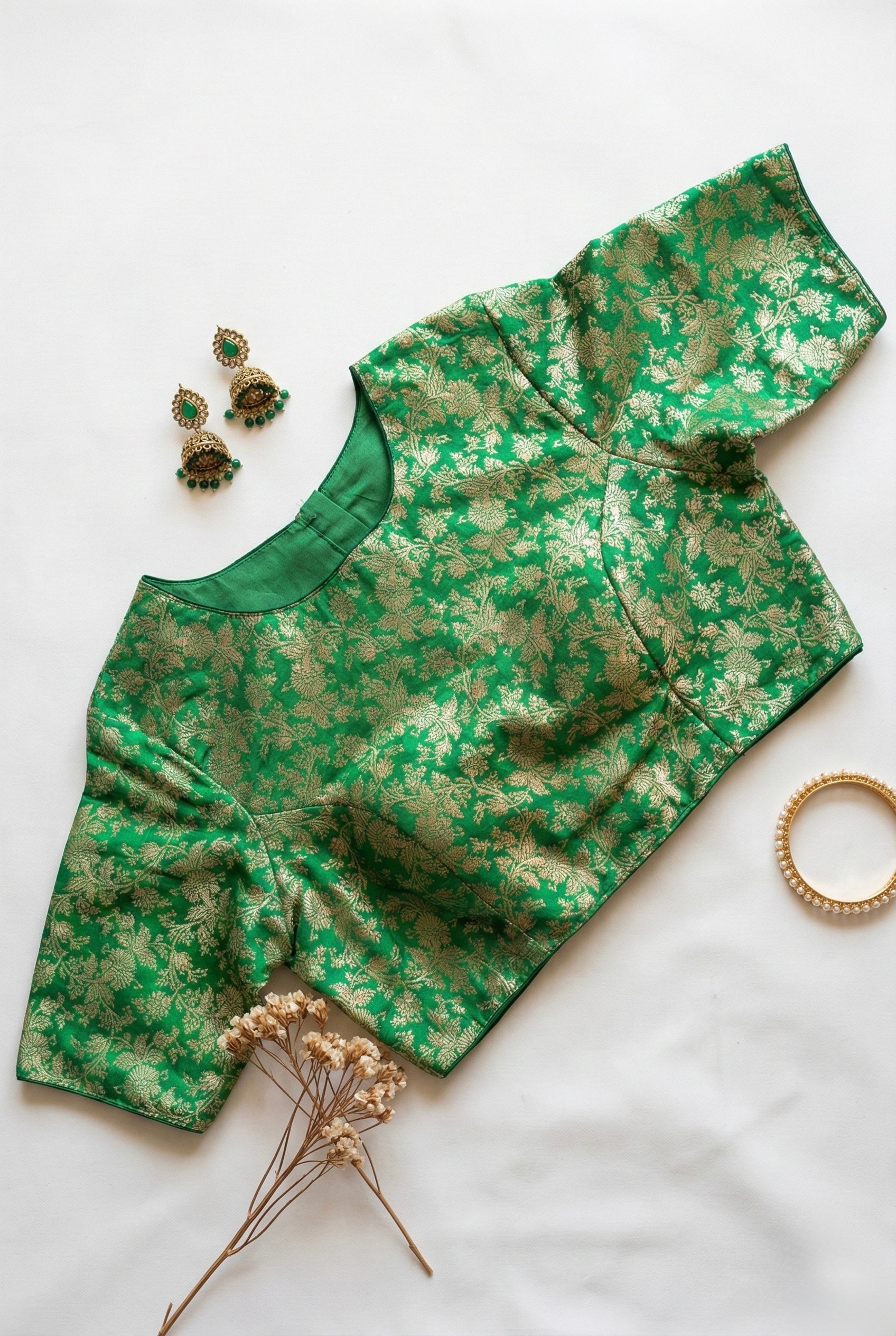 Brocade boat neck blouse