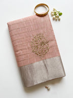 Chanderi saree in pastel shades and zari embroidery motifs