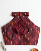 Akruthi-Ikkat high neck halter neck blouse