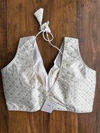 V-neck silk blouse with sequin work