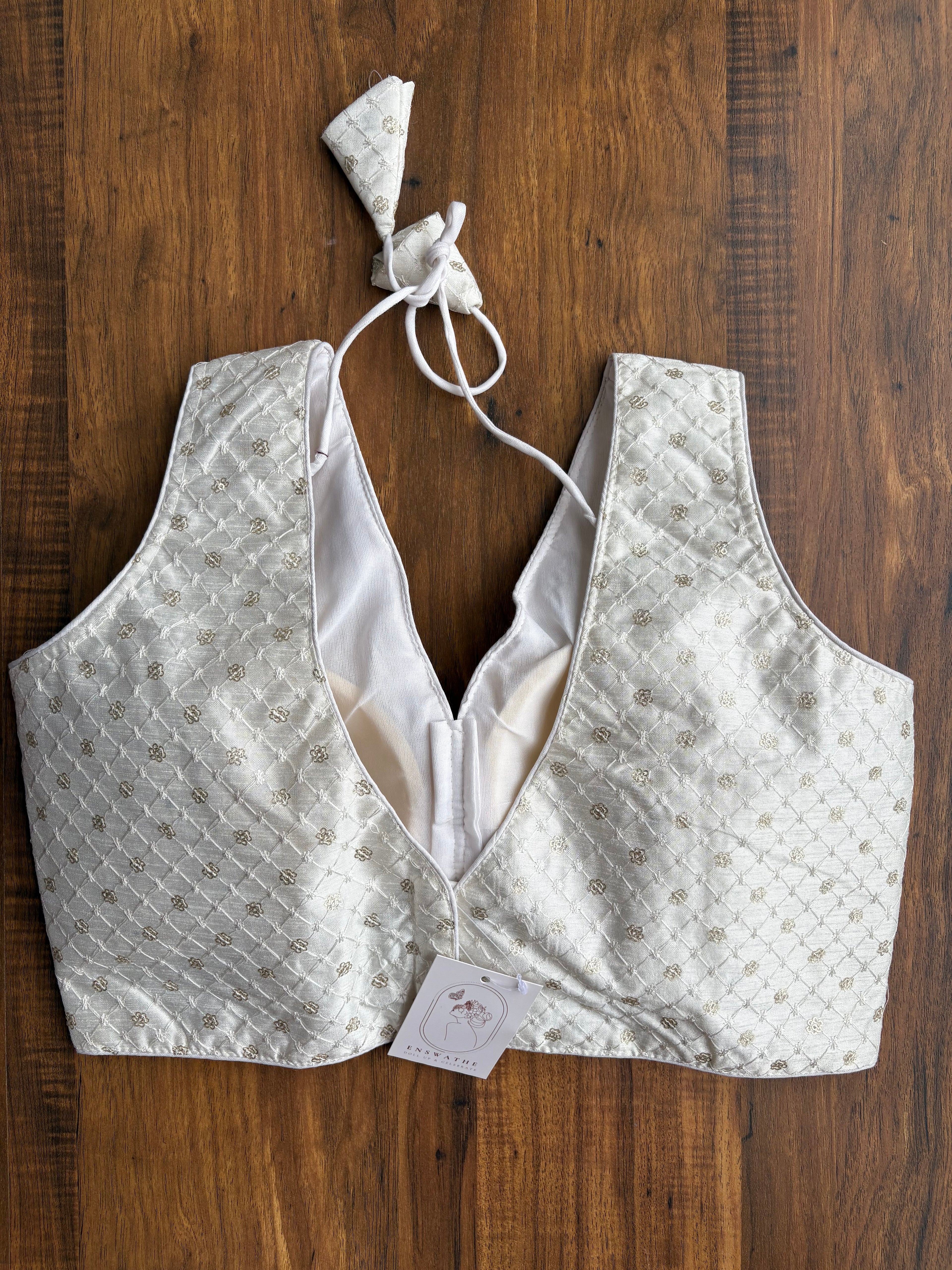 V-neck silk blouse with sequin work