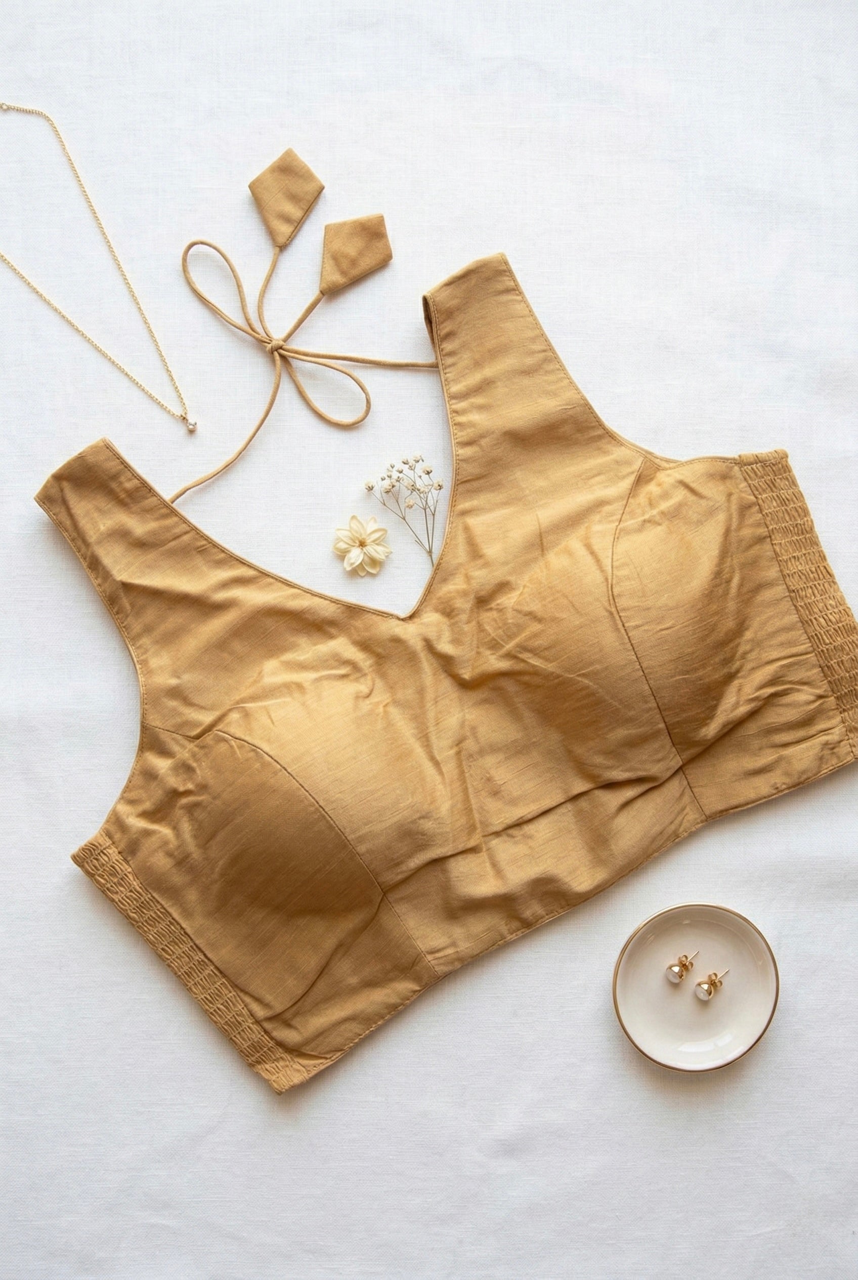 Stretchable V-neck Blouse