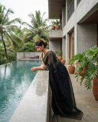 Organza saree with zari and sequin borders