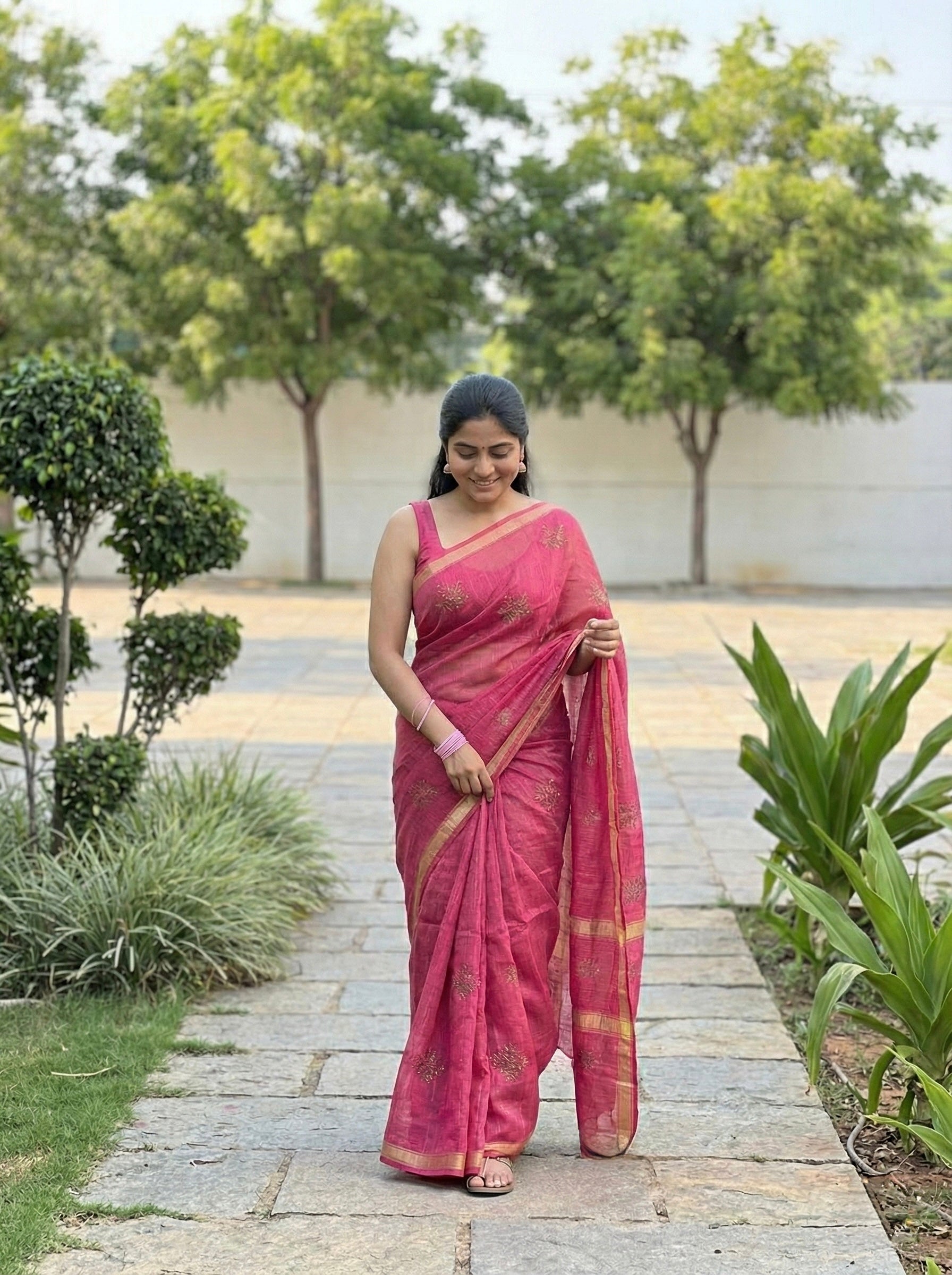 Kota Saree with crochet designed motifs