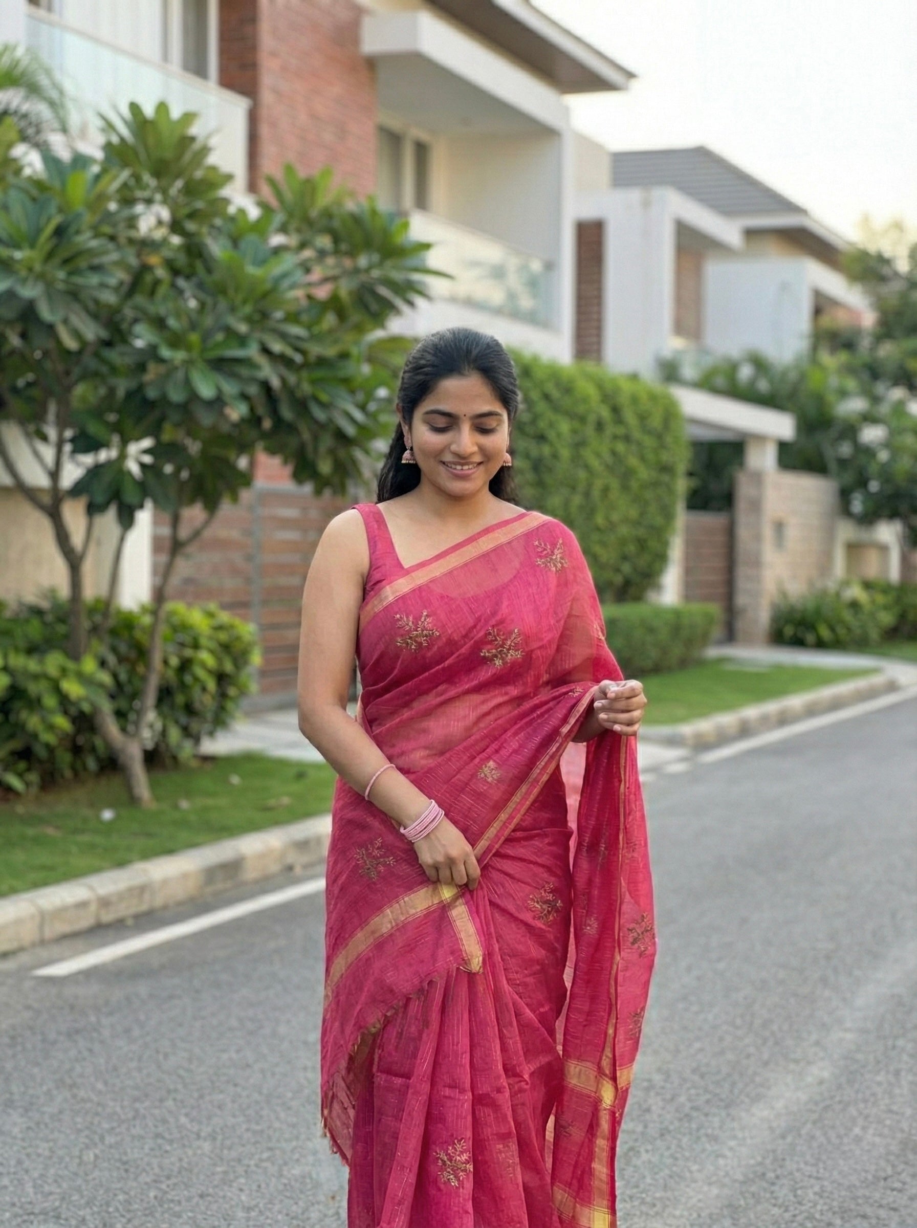 Kota Saree with crochet designed motifs