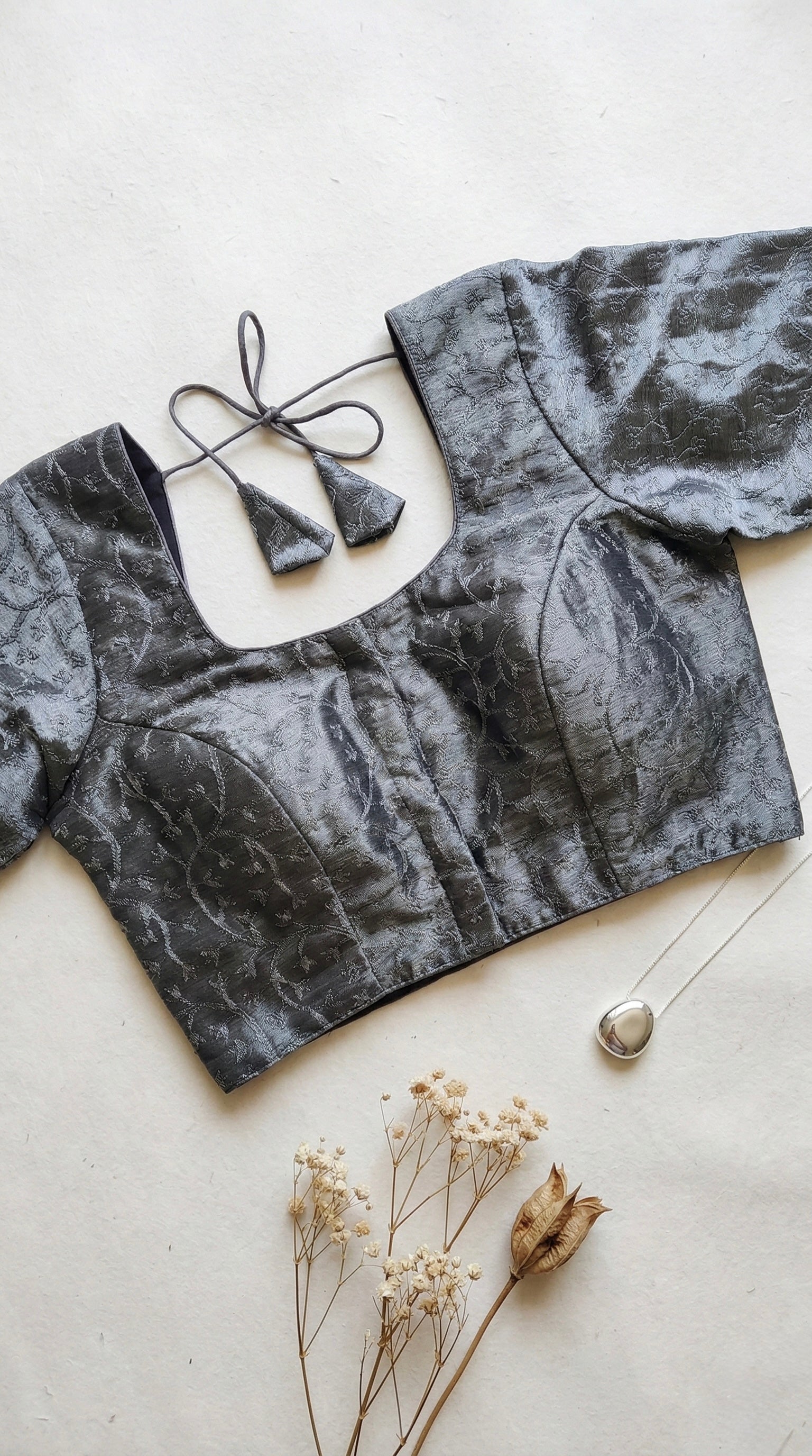 Embroidered Tissue Padded Half Sleeve Blouse