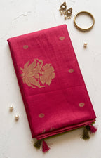 Rohini-Jute Saree with contrast pallu and floral motif border