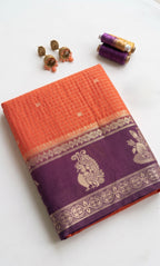 Ishani-Premium Crepe saree in double shade and checks pattern