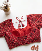 Aadya- Ikkat Stretchable Padded Blouse with Sleeves