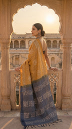Semi tussar tissue saree in batik print