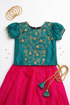 Mishti - Green pink ethnic skirt and top for girls