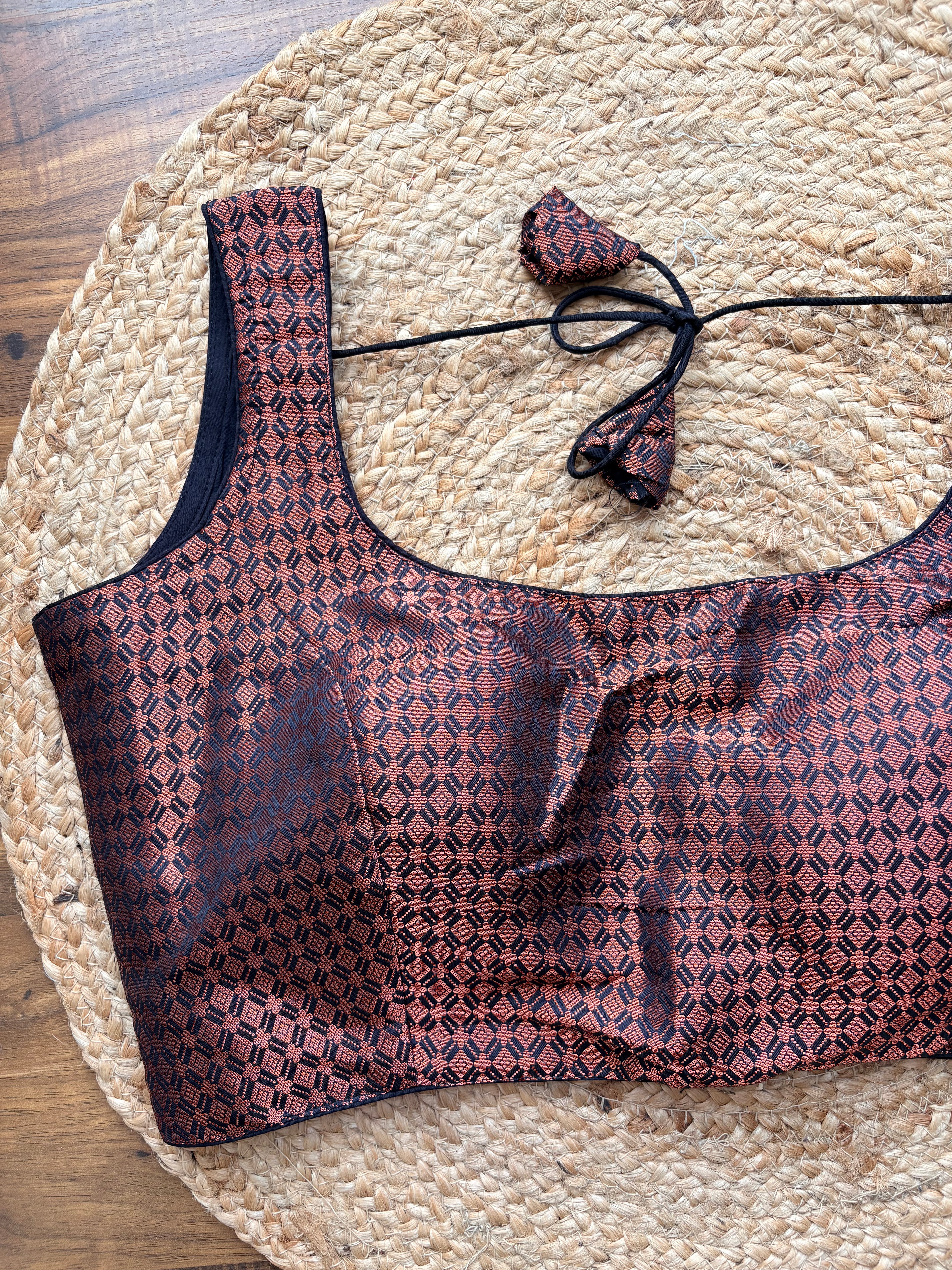 Brocade copper weave sleeveless blouse