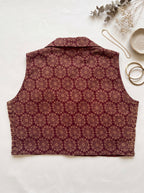 Sona - Ajrakh notched stretchable blouse