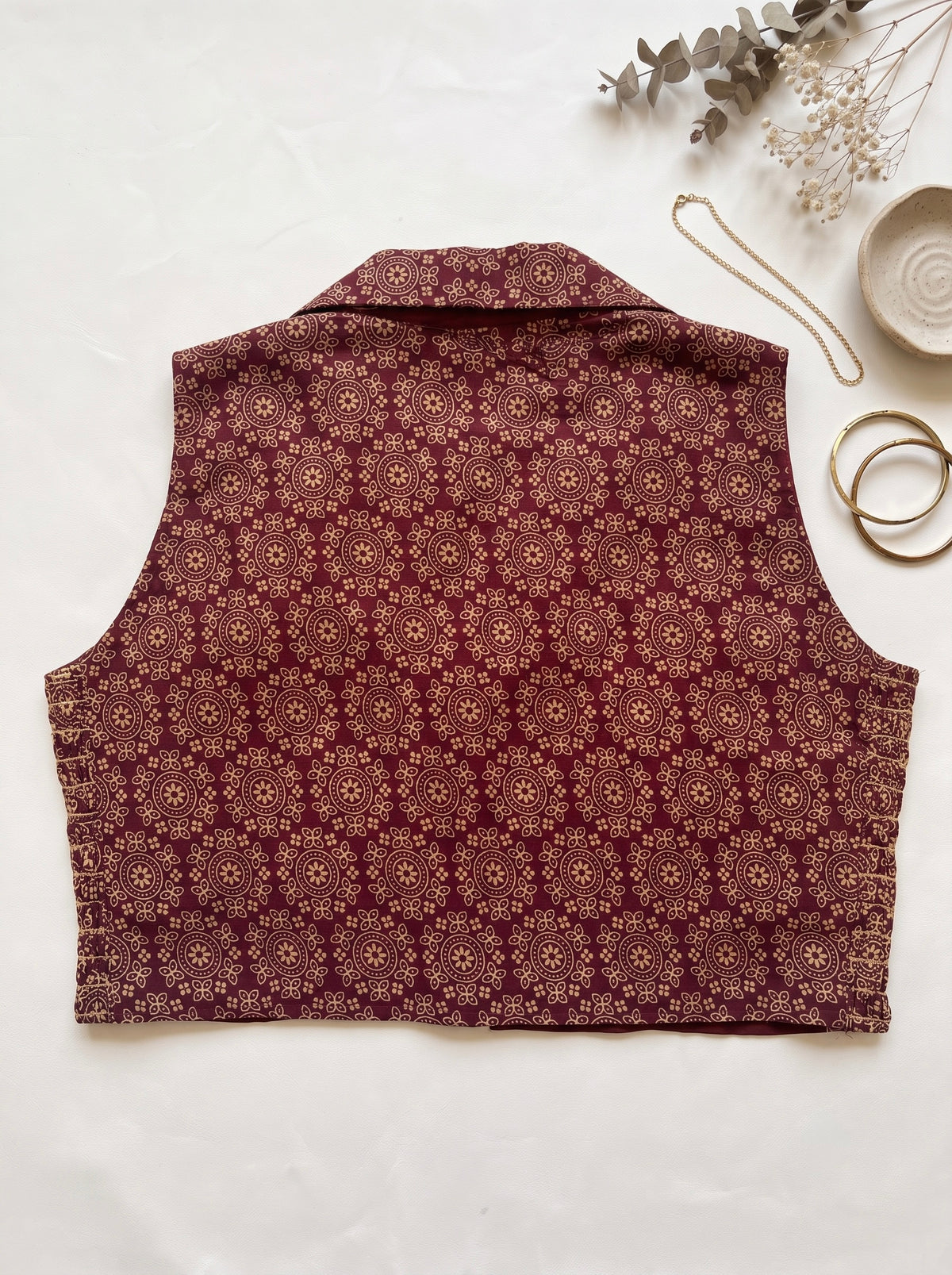 Sona - Ajrakh notched stretchable blouse