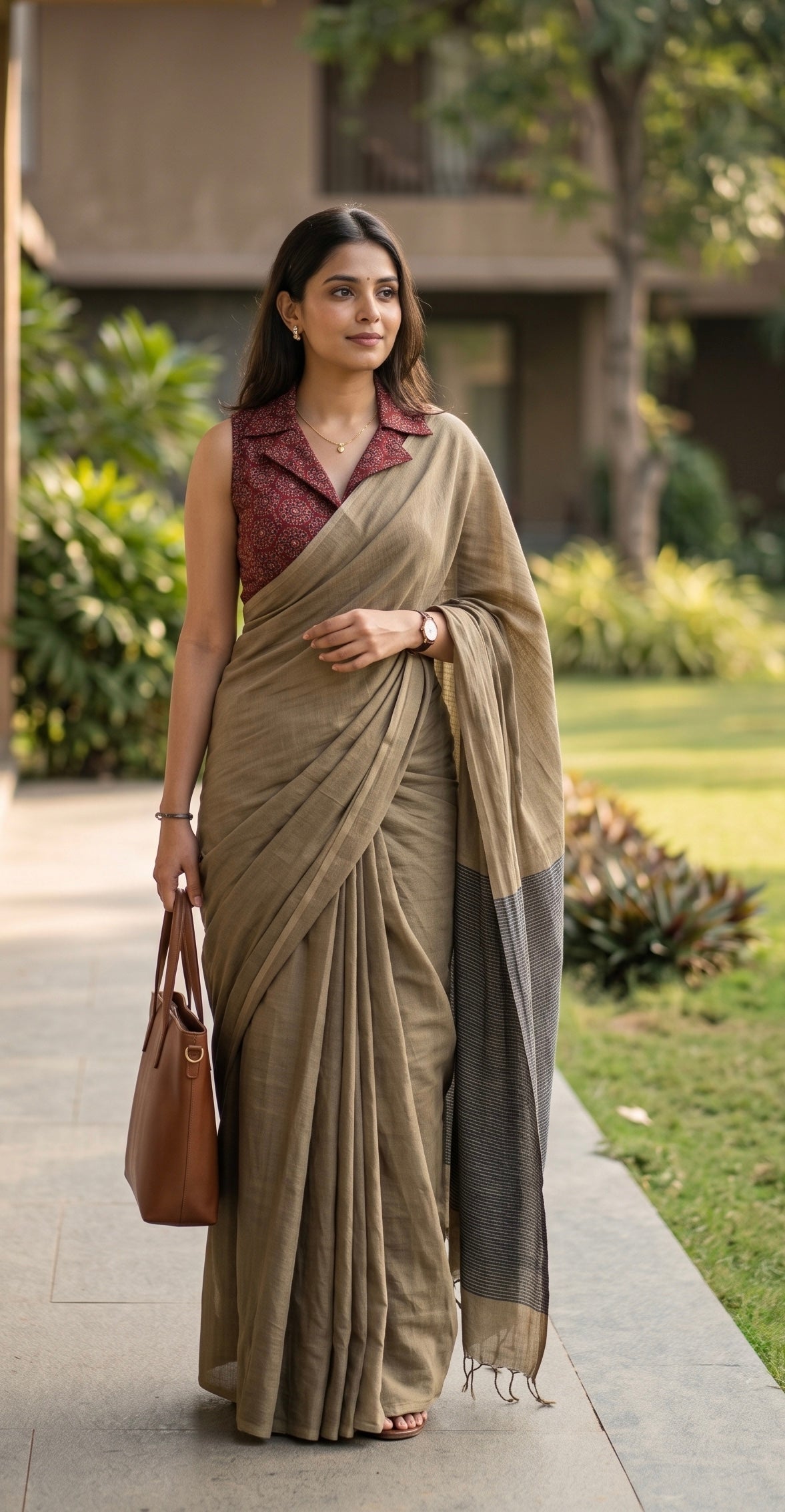 Sona - Ajrakh notched stretchable blouse