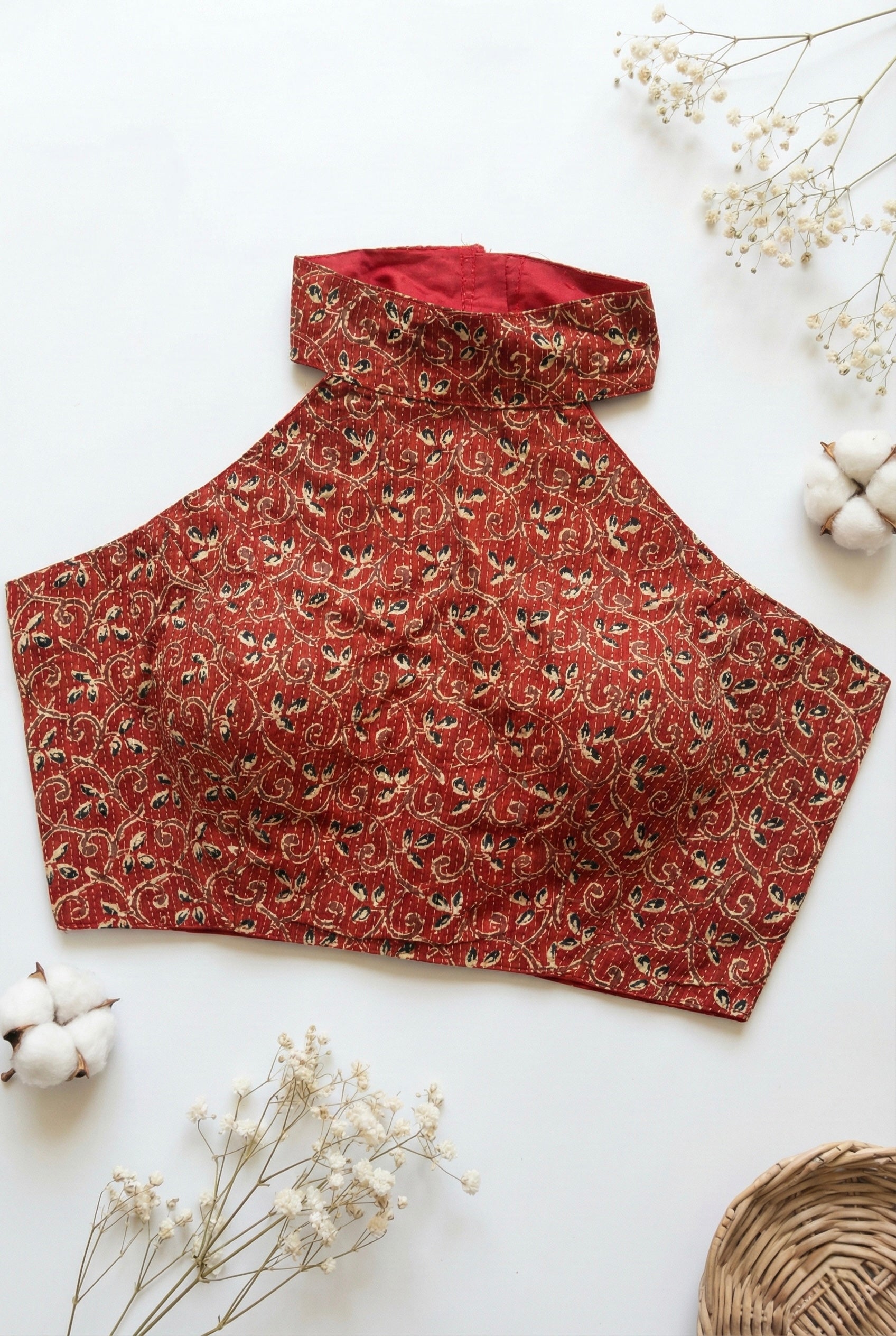 Ajrakh High Neck Halter Blouse