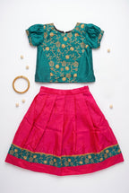 Mishti - Green pink ethnic skirt and top for girls