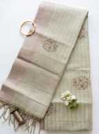 Chanderi saree in pastel shades and zari embroidery motifs