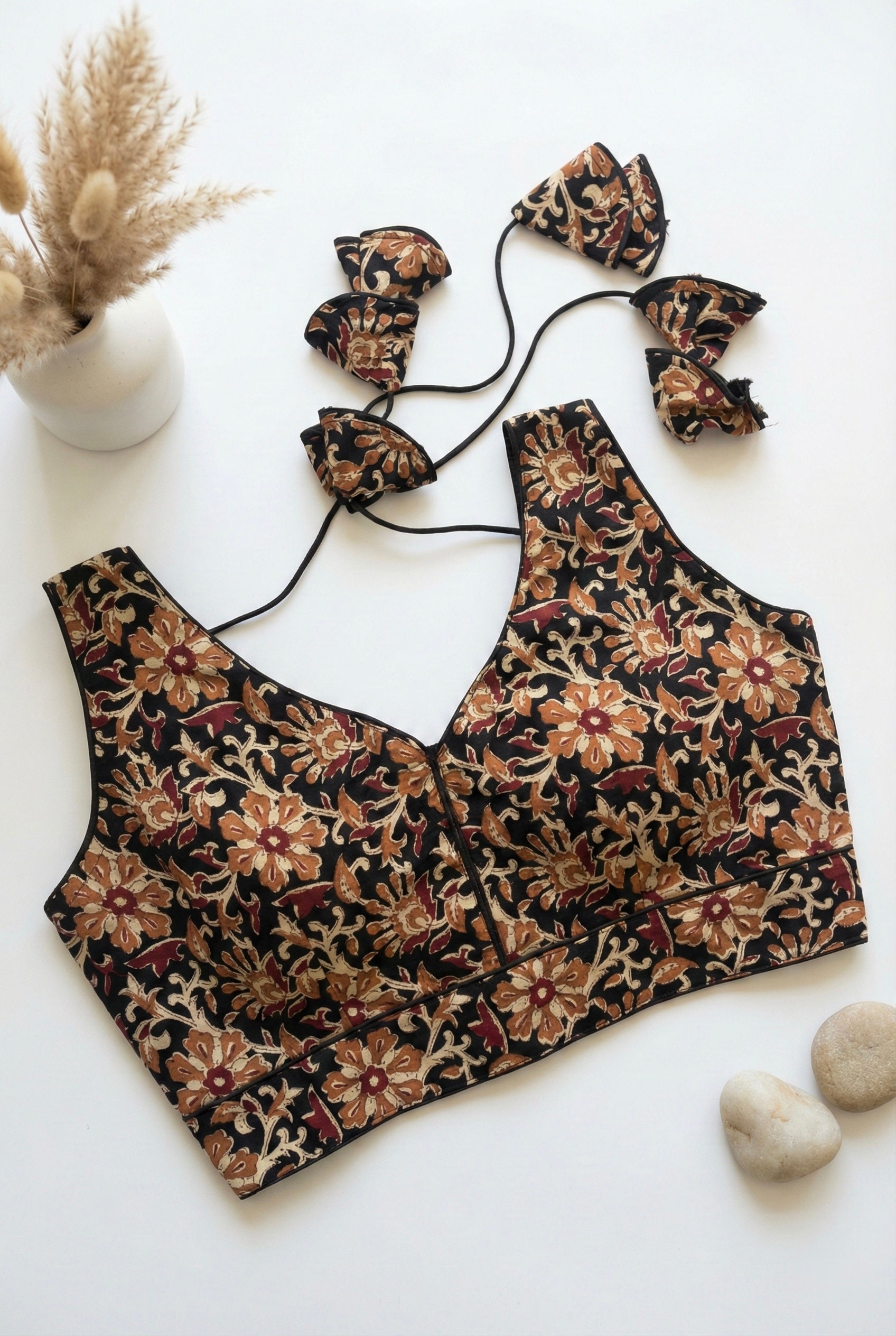 Kalamkari Sleeveless V neck Blouse