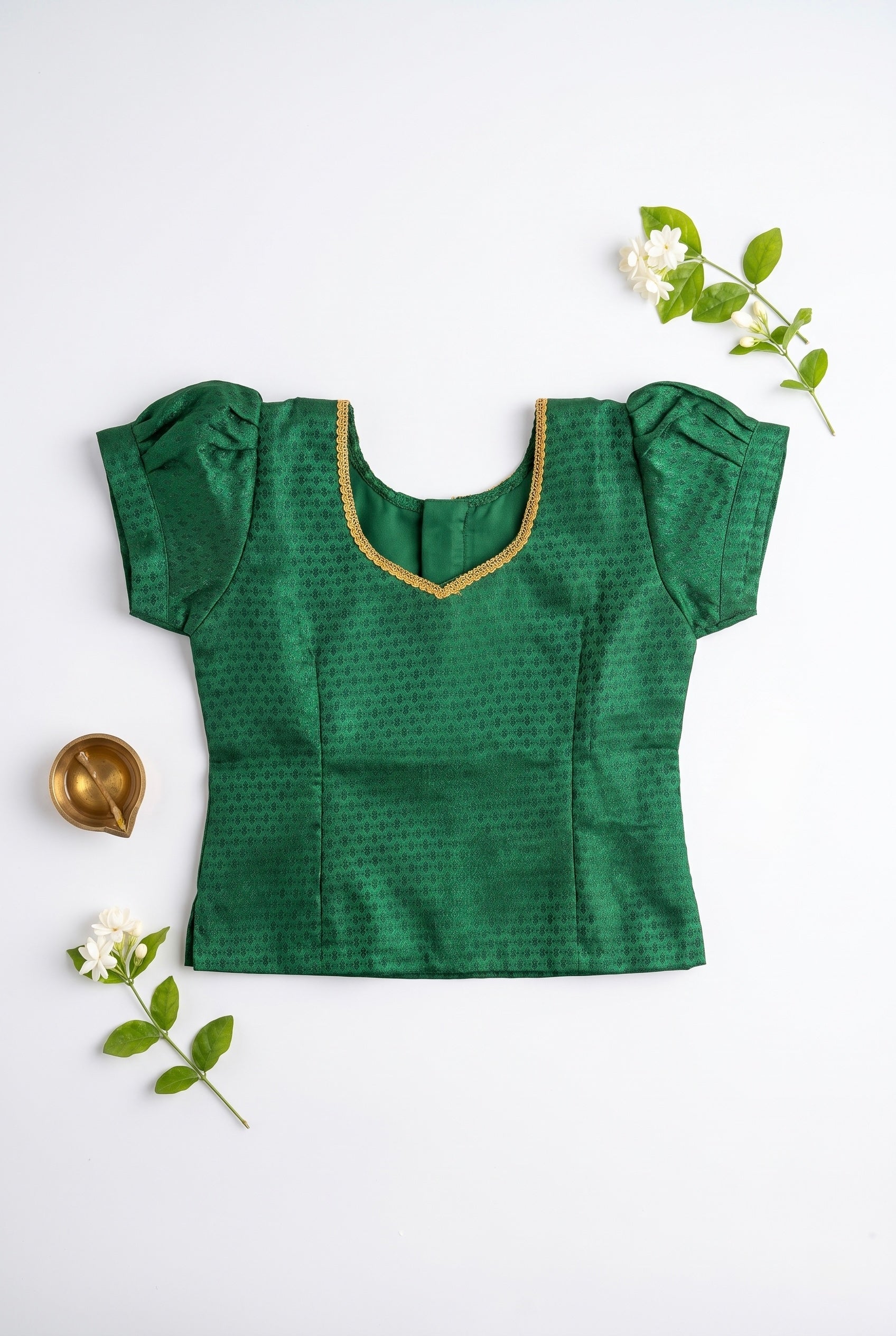 Soft brocade top & tissue ethnic skirt for girls