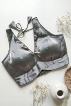Satin Silk V Neck Solid blouse