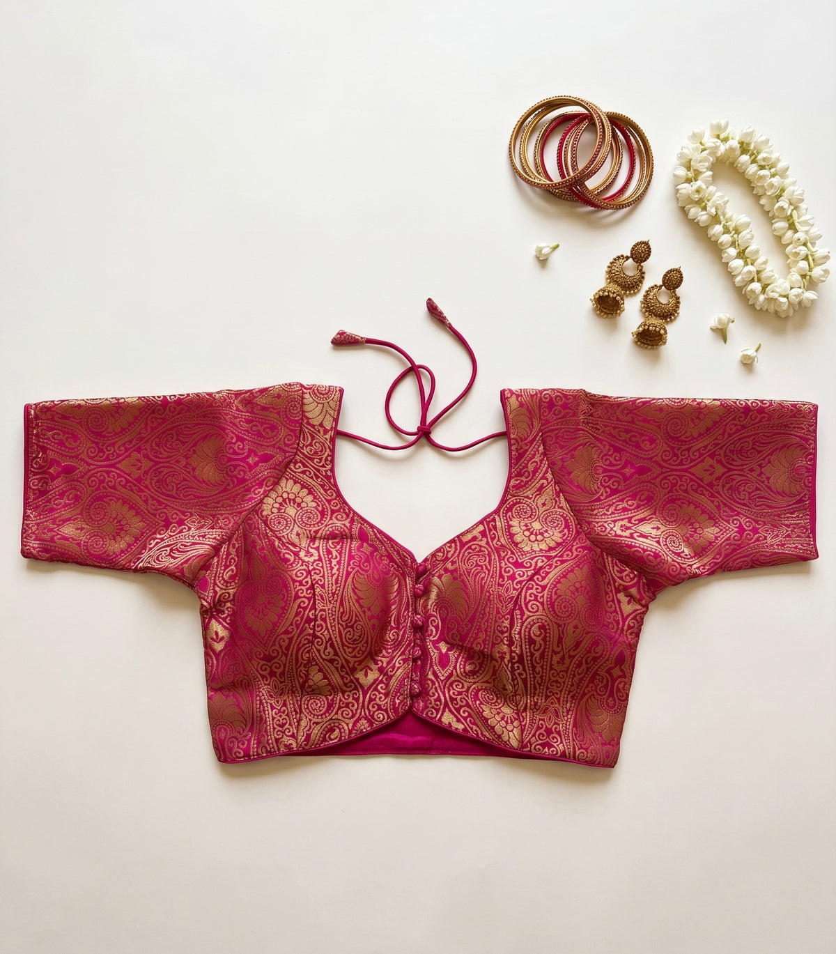 Brocade half sleeve blouse