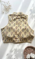 Ajrakh Cotton Mandarin Collared Padded Blouse