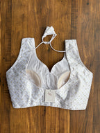 V-neck silk blouse with sequin work