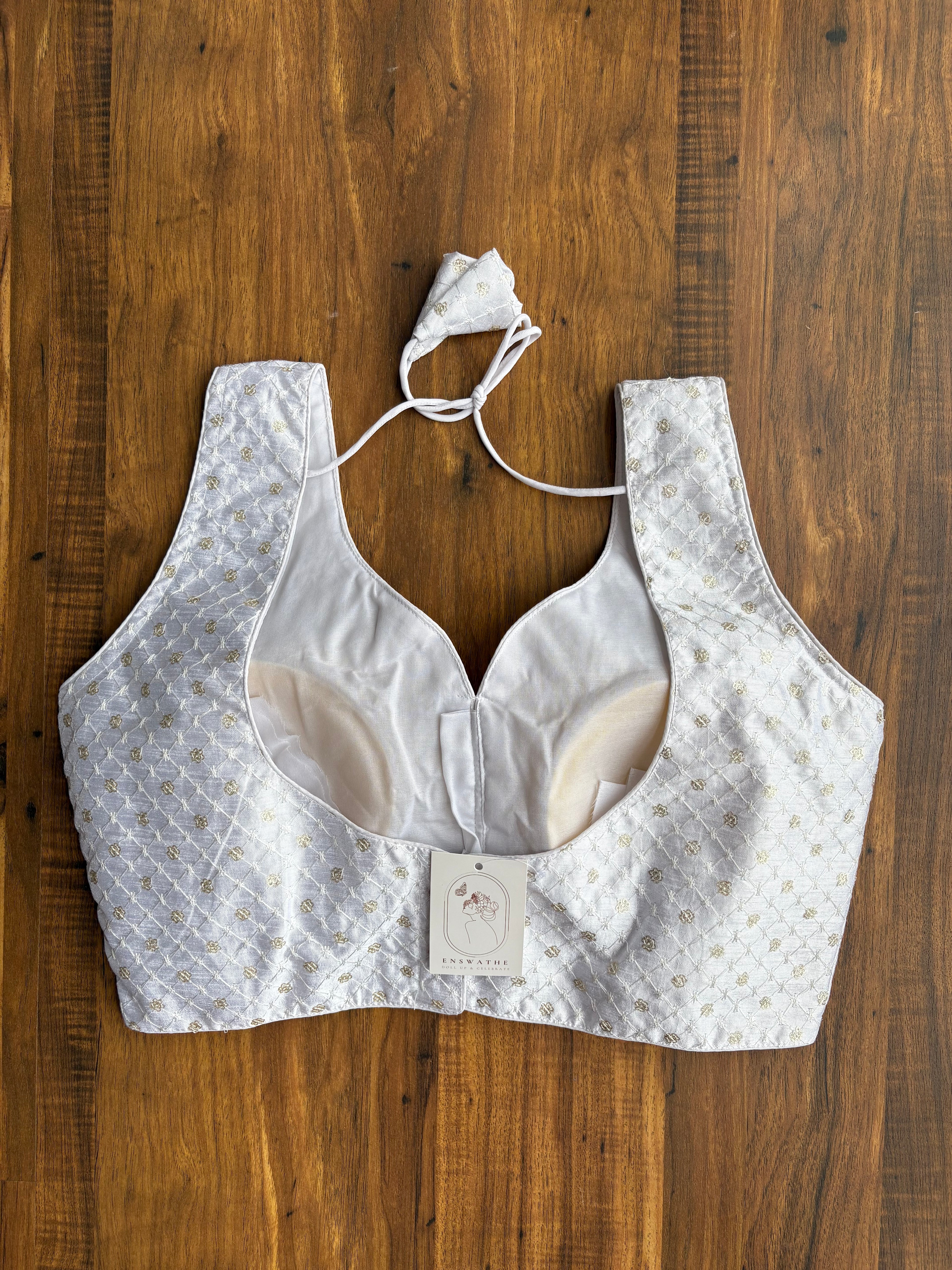 V-neck silk blouse with sequin work