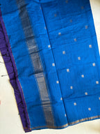 Nila-Maheswari Cotton Silk Saree-Violet and Cobalt Pallu